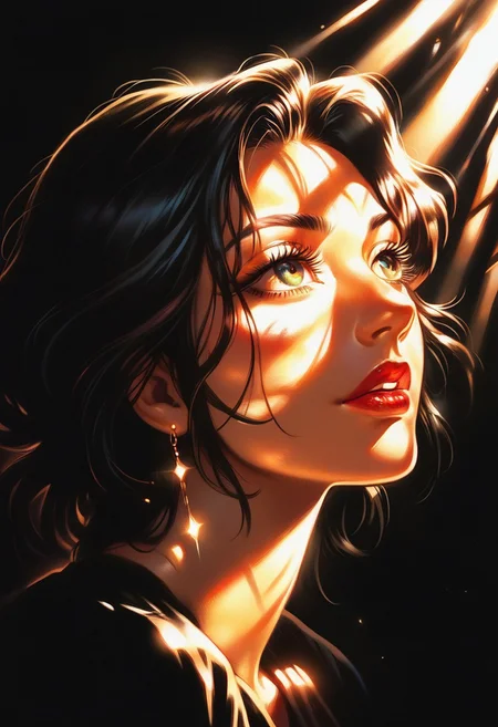 score_9, score_8_up, score_7_up, score_6_up, 1girl, beautiful, sunlight, lipstick, dark background, portrait, s1_dram