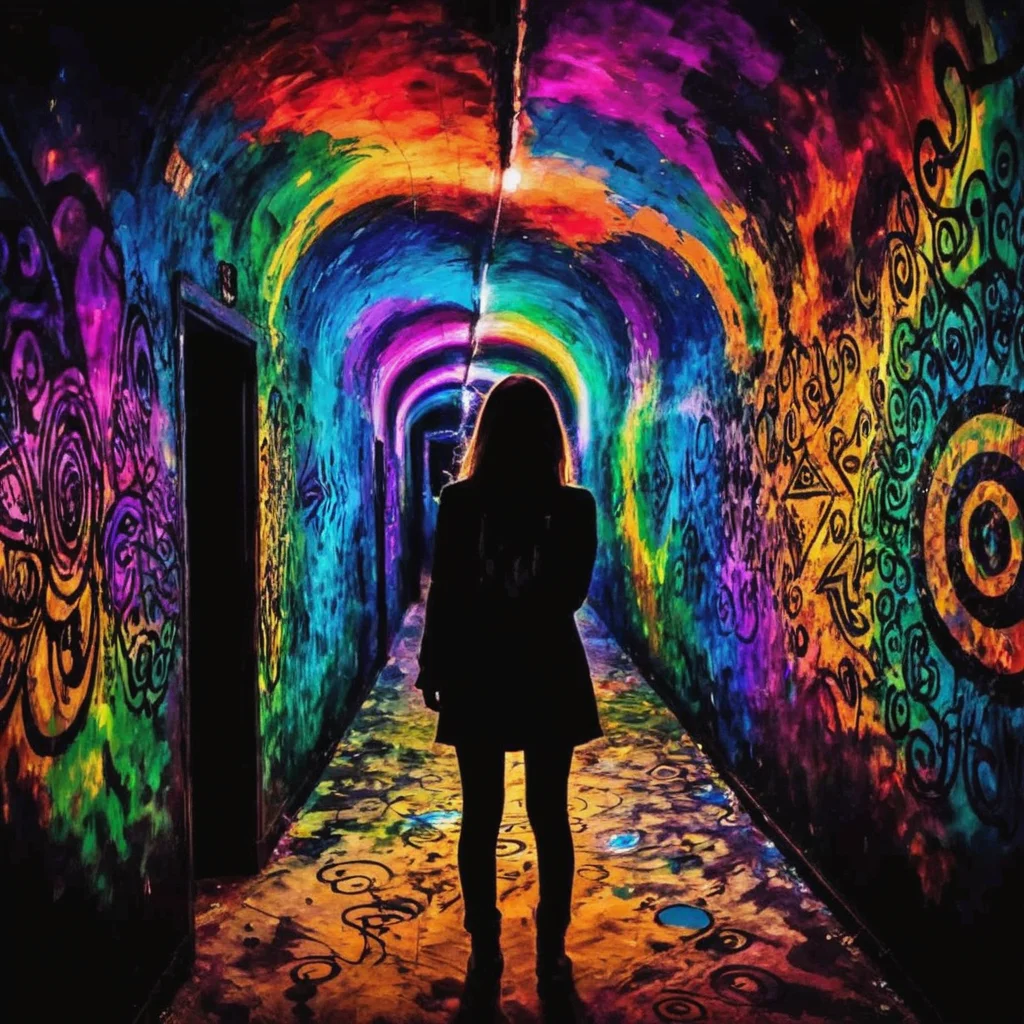 underground club,<lora:20240704-1720095833344:0.5>,stream of consciousness,dream,psychedelic,masterpiece,((abstract art)),the back of a girl,soul withdrawal,