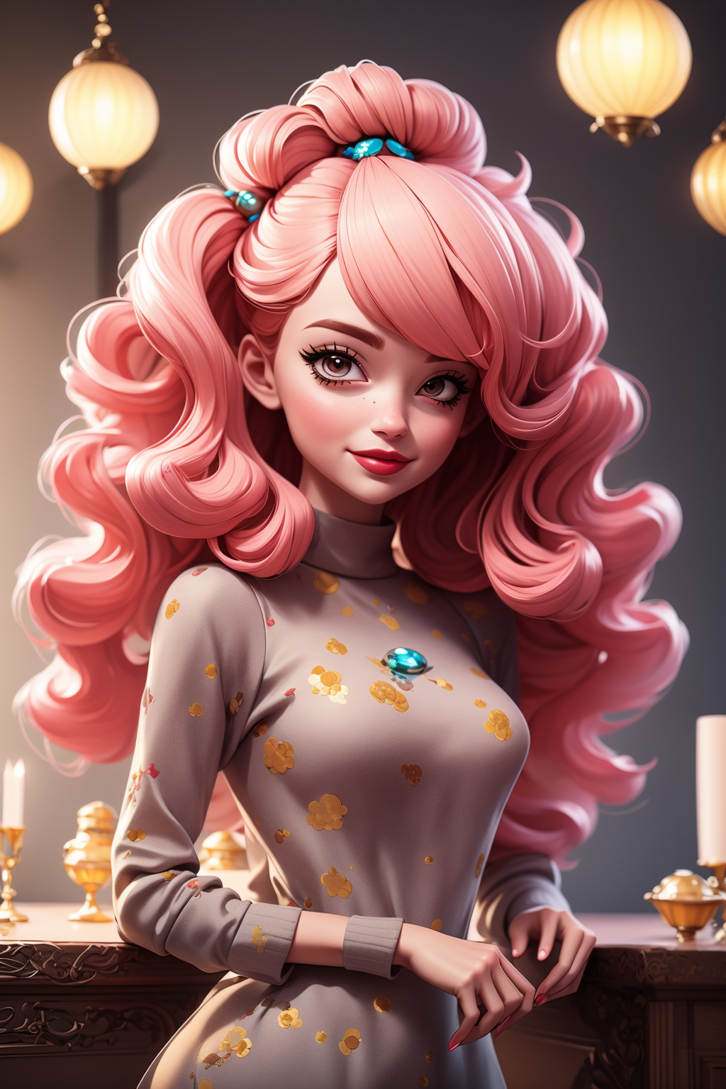 solo, high detail, 8k, masterpiece, 1girl, (big hair), <lora:big_hair-1.0:0.8>