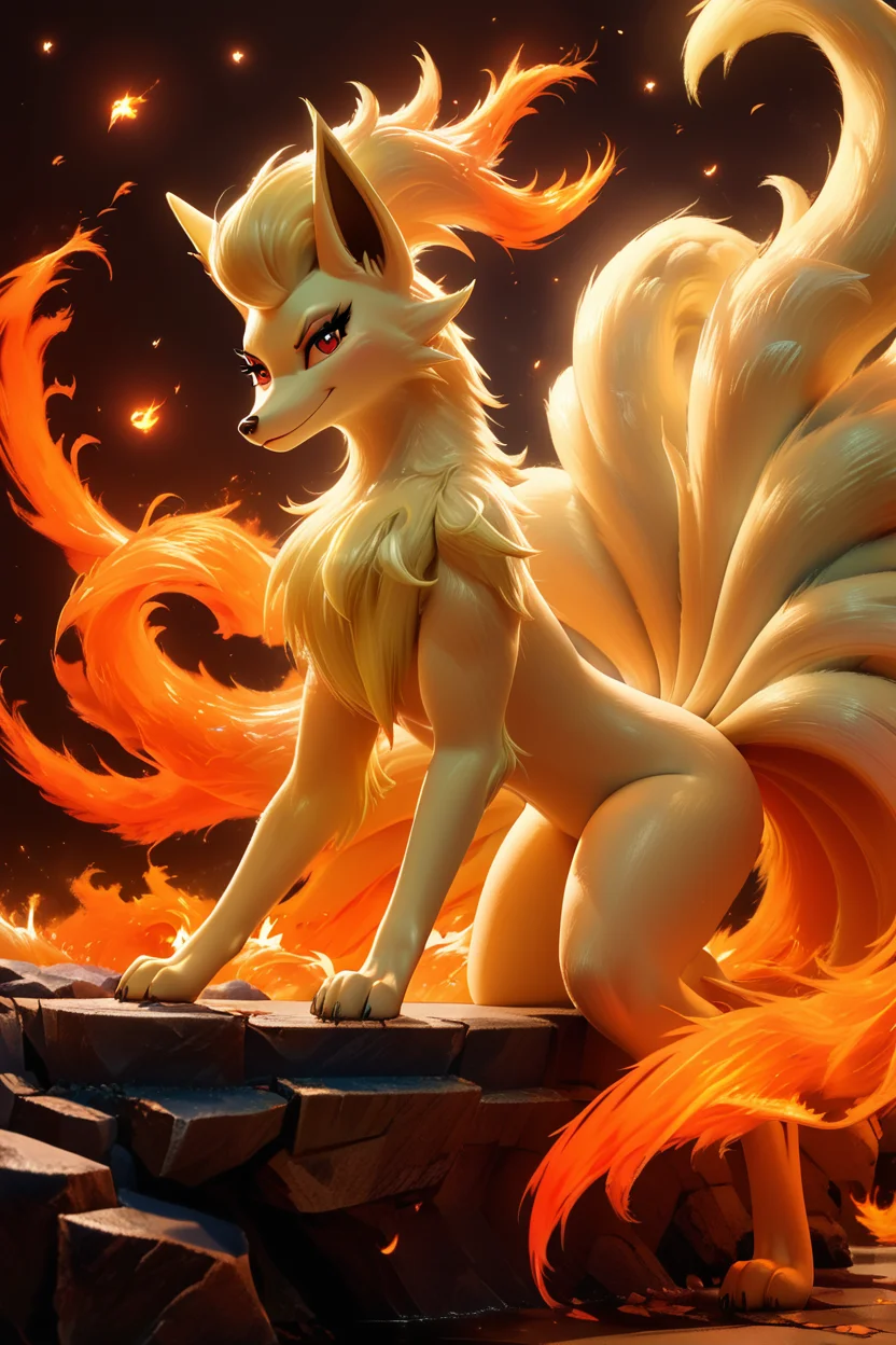 score_9, score_8_up, score_8, medium breasts, (curvy), cute, eyelashes, ,,, , ,,, zzNinetails, looking at viewer, red eyes, closed mouth, standing, full body, looking back, fire, rock, embers, angry, attack, furious, claws, ,<lora:NinetailsPokedexPDXL:0.8>, ,,,, BREAK, zzEiffelTower in background, sitting, watercraft, boat, sitting on wall, side view, looking at viewer, smile, ,,, BREAK, blooming stars, luminescent petals, otherworldly fragrance blurry background, ,,, embedding:zPDXL, Expressiveh, ,,, <lora:EiffelTowerPDXL:0.8>, <lora:CatalystStylePDXL:0.6>, <lora:SDXLFaeTastic2400:0.5>, <lora:Expressive_H-000001:0.4>,