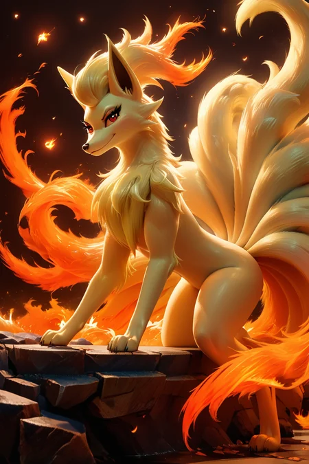 score_9, score_8_up, score_8, medium breasts, (curvy), cute, eyelashes, ,,, , ,,, zzNinetails, looking at viewer, red eyes, closed mouth, standing, full body, looking back, fire, rock, embers, angry, attack, furious, claws, ,<lora:NinetailsPokedexPDXL:0.8>, ,,,, BREAK, zzEiffelTower in background, sitting, watercraft, boat, sitting on wall, side view, looking at viewer, smile, ,,, BREAK, blooming stars, luminescent petals, otherworldly fragrance blurry background, ,,, embedding:zPDXL, Expressiveh, ,,, <lora:EiffelTowerPDXL:0.8>, <lora:CatalystStylePDXL:0.6>, <lora:SDXLFaeTastic2400:0.5>, <lora:Expressive_H-000001:0.4>,
