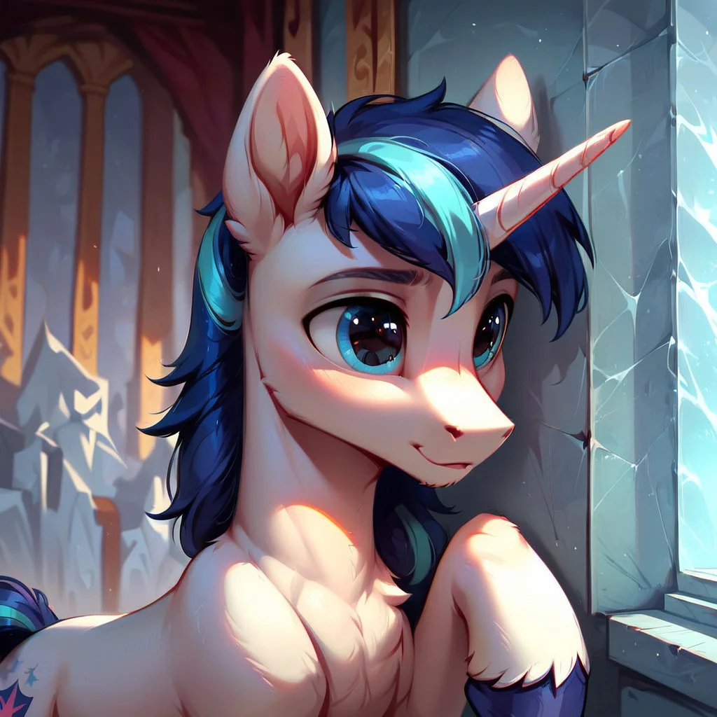 masterpiece, score_9, score_8_up, score_7_up, (best quality:1.1), ultra-detailed, high resolution, 1 boy, solo, pony, mlp, highly detailed macro illustration, Shining Armor, feral, male, cute, (indoors), (((beautiful detailed eyes))), fluffy, ear fluff, royal armor, (cornering), taking cover, spying, crystal wall, Highly Visible, (((8k))), sharp focus, perfect lighting, anatomically correct, extremely detailed, shine on body, (crystal palace Interior), high detail, cute face, Expressiveh, detailed background, OverallDetail, zPDXL2, <lora:Corneringv1:0.8>