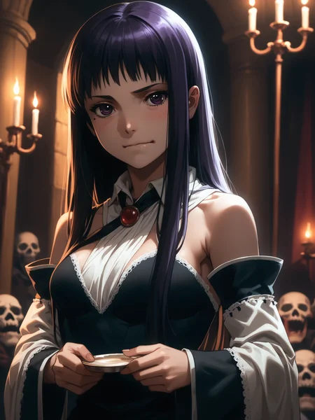 (upper body, solo focus:1.2) <lora:happy_tentacle-fujiko-v0.2-000030:1>, ht_fujiko, medium breasts (petite:1.2), <lora:Shed_The_Skin's StS_age_slider_v1_initial_release:-1> ( (detached sleeves :1.1) :1.1) ( , , ( :1.2) , (wavy mouth:0.8) , (looking at viewer:0.6) :1.1) , indoors, ((dusk :0.6), :0.8), ( :0.9), (furniture:0.9), , , , (people, crowded, surrounded:1) , ( :0.9) , ritual, ceremony, (horror \(theme\):1.2), sacrifice, witchcraft, (candlelight:0.5) ( :0.8) score_9, score_8_up, score_7_up, score_6_up, score_5_up, score_4_up, ( [(realistic, photorealistic:1.3):(realistic:1.2):14] [(3d:1.2)::12] :1) <lora:LUUNA's Lunas-NijiJourney-SDXL-B2:0.25>, nijijourney <lora:prgfrg23's Counterfeit-V3.0 Style SDXL_LoRA_Pony Diffusion V6 XL:0.35> <lora:mfcg's mfcgXL:0.12> <lora:reweik's gyokai(himehajime)_PonyXL_style_v01:0.14>
