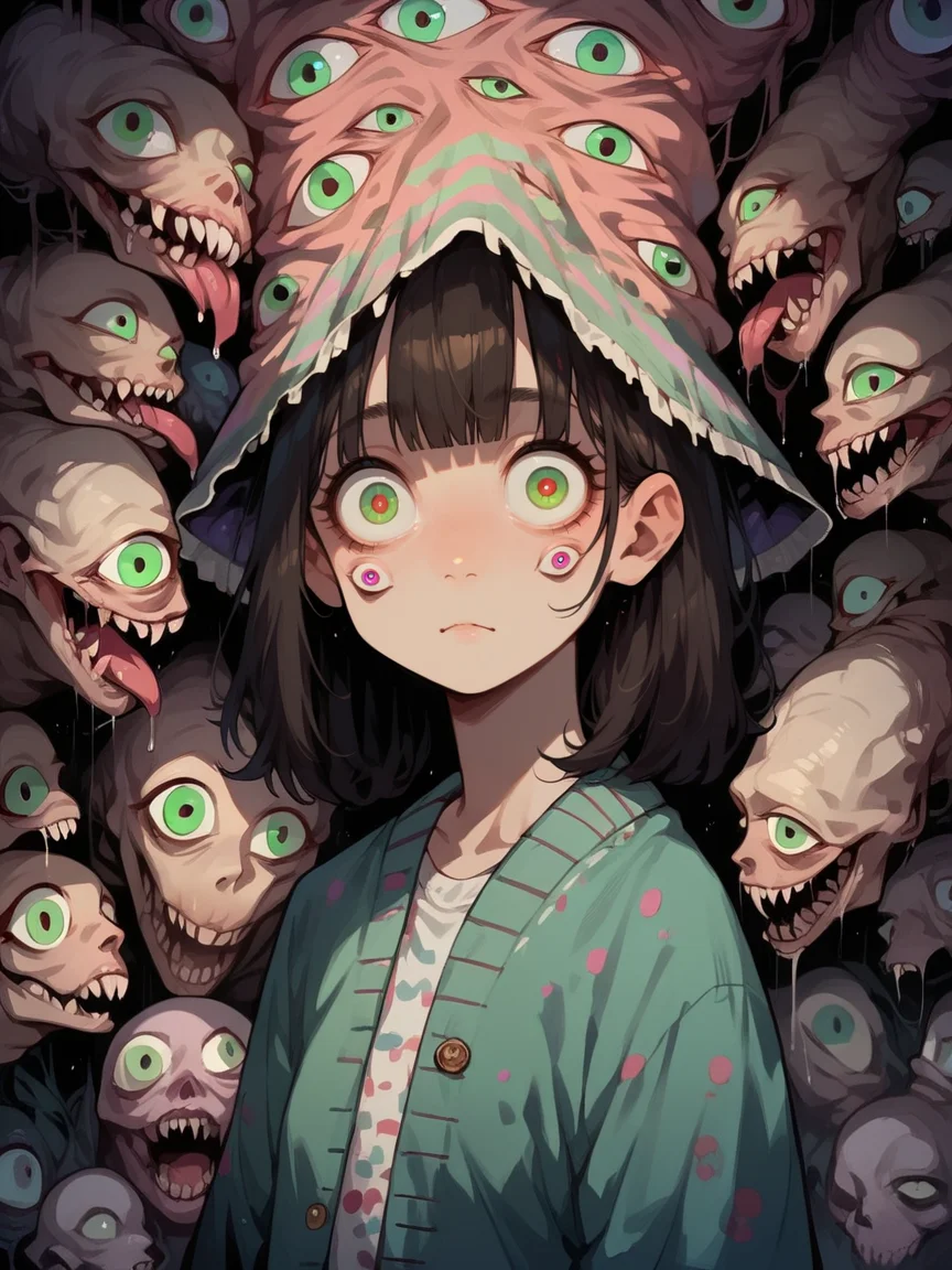 score_9, score_8_up, score_7_up, score_6_up, <lora:mult13y3XLP:0.7> mult13y3, multiple eyes, horror, eyes, 1girl