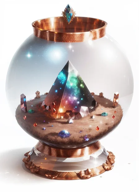 MagicItem_v1 <lora:MagicItem_v1-000002:1>, exotic metal object, silver and copper device, strange curves, opalescent gem prism, reflective metal, pearlescent refraction, masterpiece, professional quality