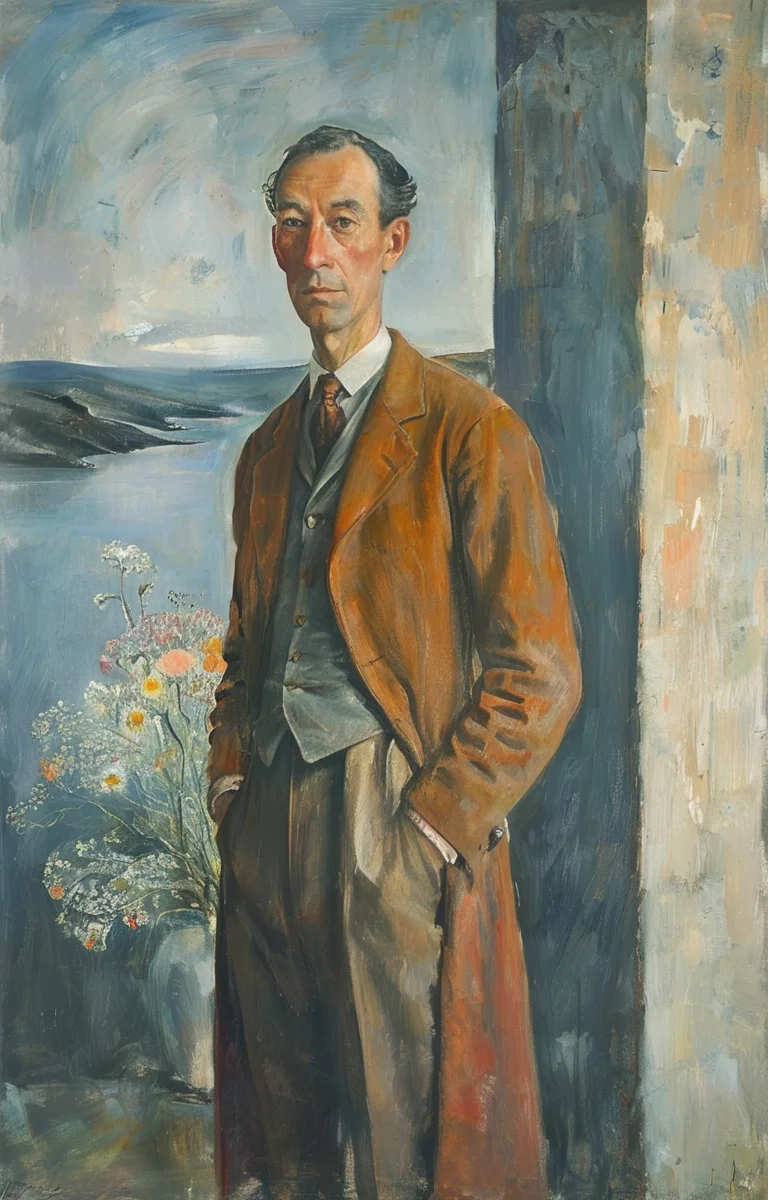 masterpiece,best quality,<lora:tbh241-sdxl:0.9>,illustration,style of Winifred Nicholson portrait of noble man