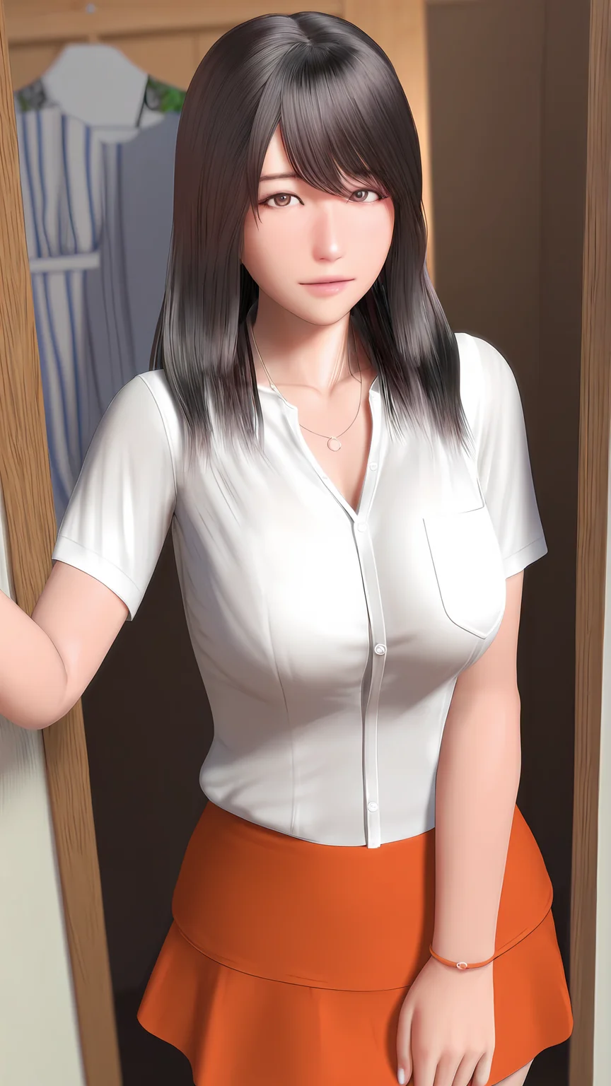 amazing quality,absurdres,best quality,masterpiece,highres,newest,detailed,detailed body,detailed face,masterpiece,best quality,solo,3d,realistic,
Kawase Shizue,1girl,solo,black hair,shirt,skirt,white shirt,long hair,looking at viewer,brown eyes,breasts,<lora:Kawase Shizue:0.8>,
