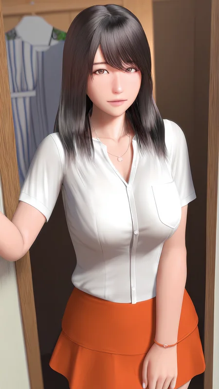 amazing quality,absurdres,best quality,masterpiece,highres,newest,detailed,detailed body,detailed face,masterpiece,best quality,solo,3d,realistic,
Kawase Shizue,1girl,solo,black hair,shirt,skirt,white shirt,long hair,looking at viewer,brown eyes,breasts,<lora:Kawase Shizue:0.8>,