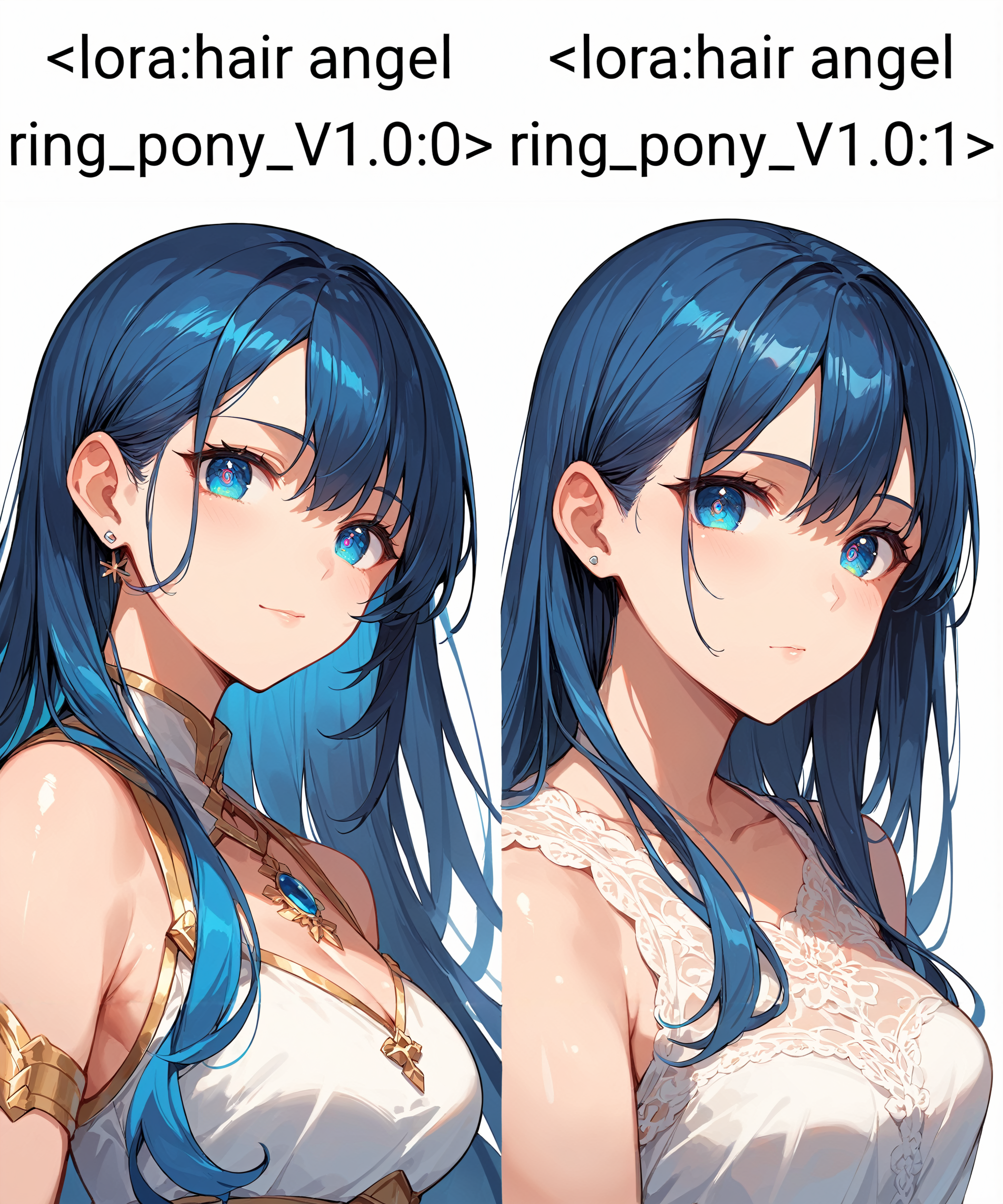 score_9, score_8_up, score_7_up,source_anime, high res image,masterpiece,best quality,girl,cute face,clear skin,shiny hair,ultra detailed eyes,simple background ,upper body  <lora:hair angel ring_pony_V1.0:0> hair angle ring, blue hair,long hair