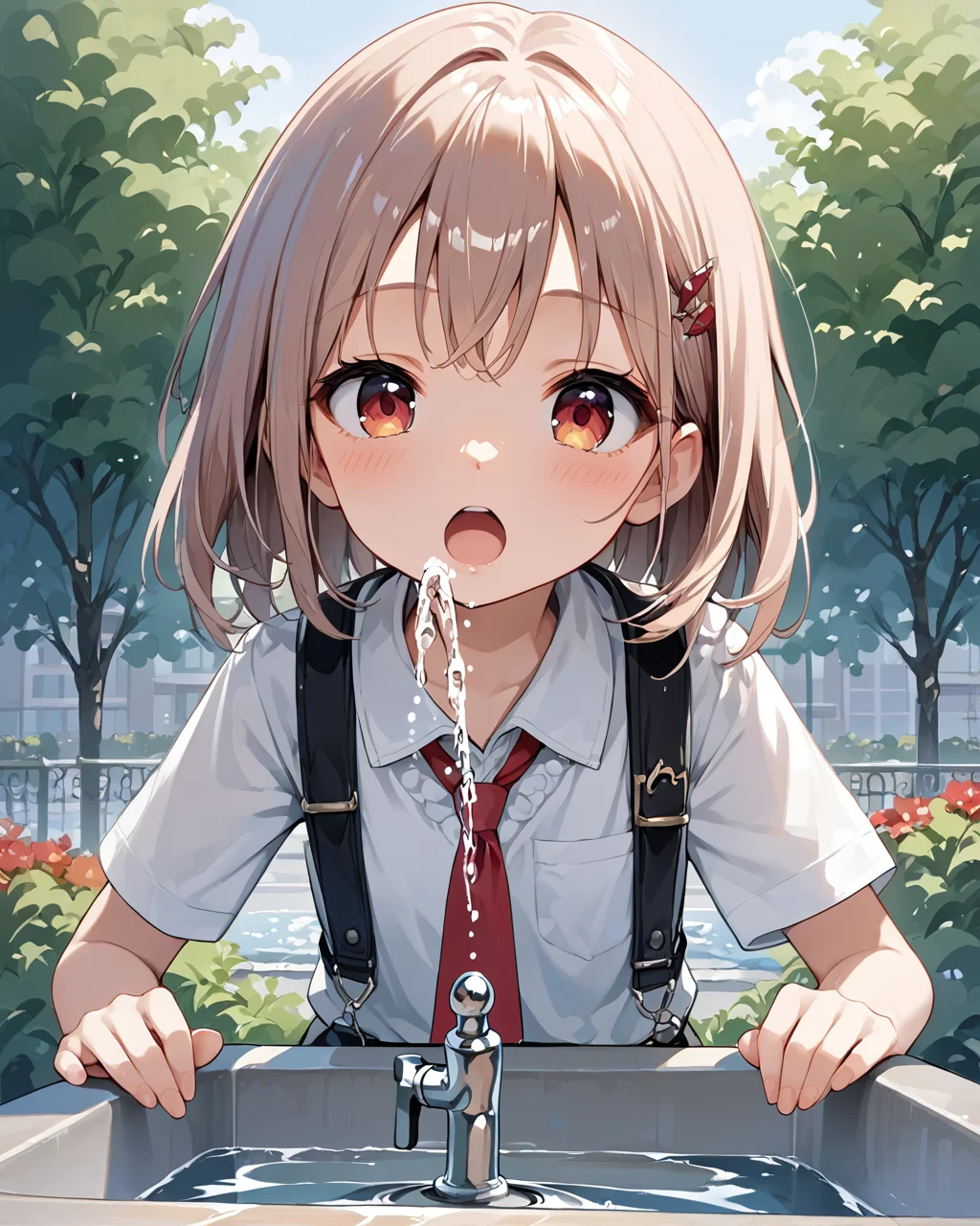 score_9, score_8_up, score_7_up, source_anime , 1girl,
<lora:drinking_fountain:0.9> drinking_fountain ,drink_water, open mouth, faucet,