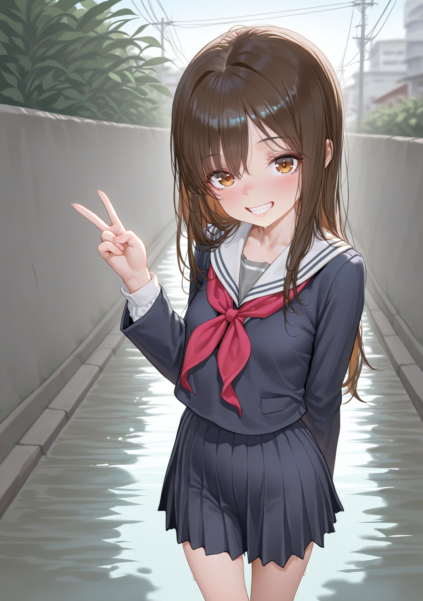 masterpiece,best quality,amazing quality,
<lora:adelinestyle:1>,adelinestyle,
1girl,smile,teeth,looking at viewer,standing,school uniform,outdoors,