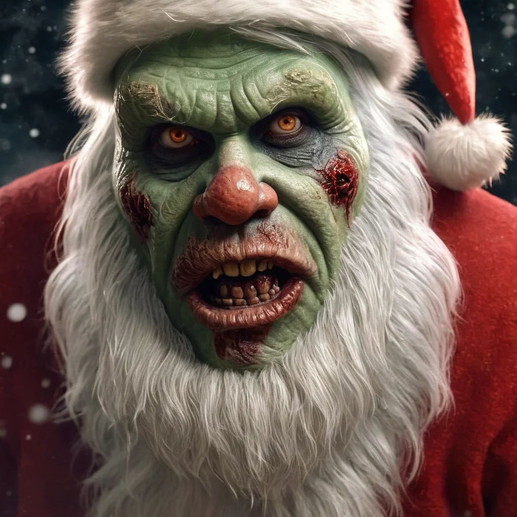 Hyperrealistic art of <lora:Santa Claus:1.2>
Santa Claus a close up of a zombie troll person wearing a santa hat in Christmas Eve, Extremely high-resolution details, photographic, realism pushed to extreme, fine texture, incredibly lifelike