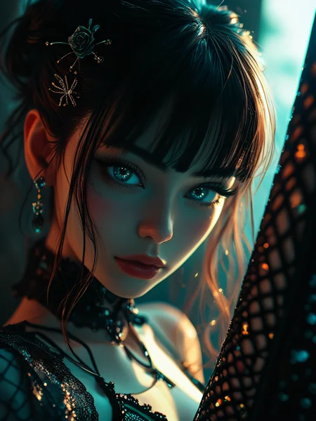 Score_9, Score_8_up, Score_7_up, hyper-realism, best quality, masterpiece, ultra-detailed, high quality, (master piece, high resolution, ultra detailed, 8K, 16K),
BREAK,
blushing, grey eyes, arrogant smirk, happy, seductive, sexual,
long blond hair, long skinny legs
1girl, dutch angle, dramatic lighting, detailed eyes, detailed face, detailed background,
zPDXLrl,
BREAK,
fishnet stockings, high heel boots, Antique Aqua booty shorts, Dimensional Dusty Rose sheer babydoll lingerie