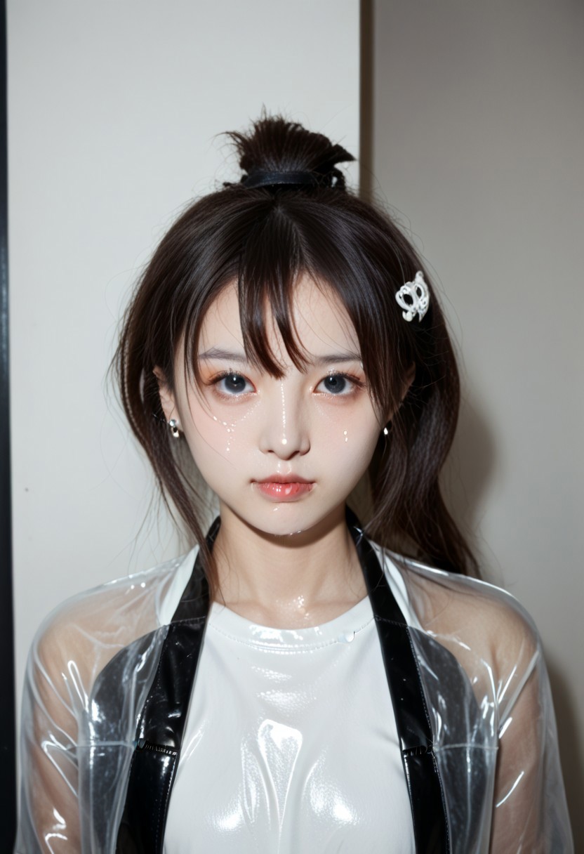 masterpiece, best quality, 4k, high-res, 1girl, jewellery, ((down jacket)), cotton tights, thigh boots, black footwear, shiny footwear, pvc, earrings, Fashionable style, ((score_9, realistic)), ((fair skin)), ((skinny)), colored eyes, very pale skin, shiny skin, Makeup, sweat, very long hair, choppy bangs, hair stick, beautiful asian woman, ulzzang, face visible, 1girl, a pretty woman, kpop, jpop, idol, (full body), 1girl, looking at viewer, night, indoors, standing, polaroid, flash, photorealistic, straight-on, Down jacket