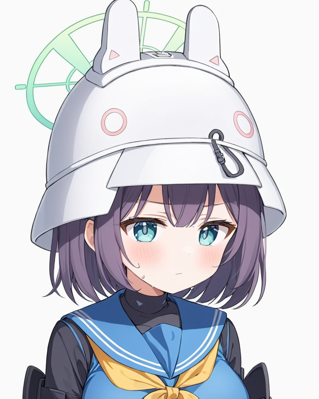 saki \(blue archive\),1girl, helmet, yellow_neckerchief, !, halo, solo, white_background, simple_background, blue_sailor_collar, black_undershirt, upper_body, military_helmet, blush, looking_at_viewer, closed_mouth, sweat, white_headwear, blue_serafuku, breasts
<lora:saki_(blue_archive)_image1485_2023-11-28-000012:1>halo. gorgeous,key visual, vibrant, studio anime,award-winning, professional, highly detailed,high budget, cinemascope