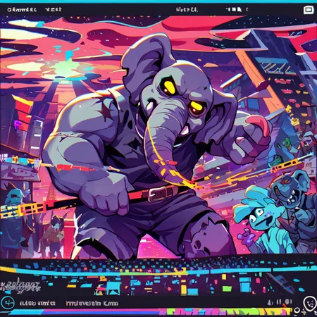 score_9, score_8_up, score_8, glitch art, glitching, Zombie Elephant