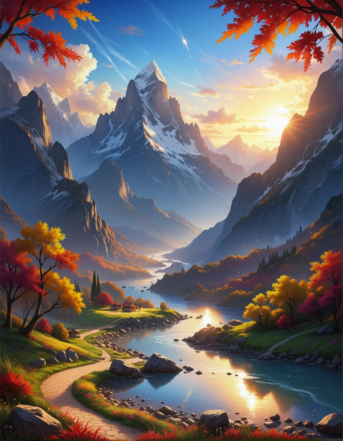 fantasy landscape:1.2
a mountain valley, with a flowing river, lush greenery, towering peaks,
,
Sandstorm in a desert Weather,
a serene cloudscape, with fluffy white clouds, gentle winds, and a brilliant blue sky, offering a sense of peace and tranquility,
Fireflies in bamboo forest,
Autumn maple leaf carpets,
Salt flat mirror effects,
Mountain range floating above quantum foam,
Obelisks covered in unblinking eyes,
Snowfall assembling origami creatures,
Albert Bierstadt: (luminous skies), (dramatic mountain vistas), (hyperrealistic naturalism), (golden hour glow)
(masterpiece:1.4), (intricate details:1.4), (hyperrealistic:1.3),(painting:0.9),(ultra detailed:1.4), (8k resolution:1.3), (sharp focus), (dramatic perspective:1.1), (chromatic aberration:0.3), (film grain:0.2),
<lora:JuggerCineXL2:0.3>,
<lora:add-detail-xl:0.3>,
<lora:WildcardX-XL-Detail-Enhancer:0.4>,
<lora:xl_more_art-full_v1:0.7>,
<lora:ClassipeintXL2.1:0.3>,
<lora:Flux-XL_Scenery:0.3> flux-scenery ,
<lora:EnvyDramaticLightingXL01:0.7>
detailxl,