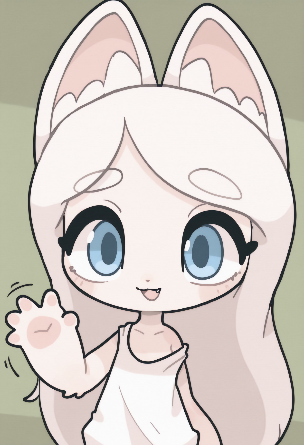 <lora:NTR_MIX_4.0_LORA:0.7>,1girl,white hair,blue eyes,cat ears,happy,waving,
<lora:pepako0:0.9>,pepako,
masterpiece,best quality,amazing quality,very aesthetic,absurdres,newest,depth of field,