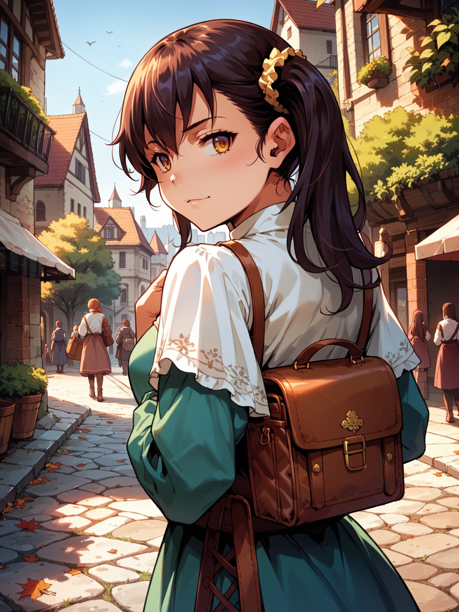 (, solo focus:1.1) <lora:happy_tentacle-risa-v0.3-000030:1>, ht_risa, side ponytail, hair scrunchie, medium breasts, (petite:1.2), <lora:Shed_The_Skin's StS_age_slider_v1_initial_release:-1.2> ( :1.1) ( , , ( :1.2) , , looking back :1) , outdoors, vegetation, (overgrown :1.1), autumn , (day :0.6), , (:0.5), people , (medieval :0.8), (city :1.2) ( :0.8) score_9, score_8_up, score_7_up, score_6_up, score_5_up, score_4_up, ( [(realistic, photorealistic:1.3):(realistic:1.2):16] [(3d:1.2)::14] :1) <lora:LUUNA's Lunas-NijiJourney-SDXL-B2:0.2>, nijijourney <lora:prgfrg23's Counterfeit-V3.0 Style SDXL_LoRA_Pony Diffusion V6 XL:0.35> <lora:mfcg's mfcgXL:0.12> <lora:reweik's gyokai(himehajime)_PonyXL_style_v01:0.14>