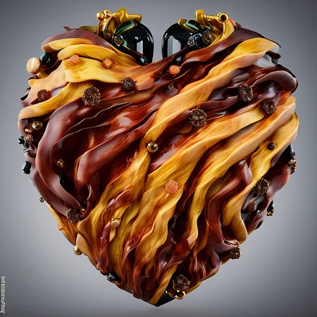 heartart,realistic wood heart made out of wood, (lights:1.5), photohelper, render, cgi, 3d, extremely detailed,colored backdrop