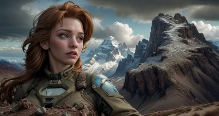 <lora:philipp_urlich:0.50> outdoors, scenery, cloud, no humans, cloudy sky, tree, landscape, mountain,
<lora:Wasteland:0.50> Wasteland, the, and, with, wasteland, background,, designed by gil elvgen, greg manchess and mucha, Photograph, landscape of a 1woman, detailed sci-fi explorer attire, (dyed ginger hair) ,
, wearing cleavage, Spring, Kodak Ektar 100, 80mm, (hyperdetailed:1.2) , (Photorealistic:1.2) , analog style, (detailed background visible:1.2) , (crafted style) (detailed hyperrealism) , (captivating photograph:1.1) , (crafted style) (detailed hyperrealism) , (At heart composition) , (captivating photograph:1.1) , (overwhelming:1.1)