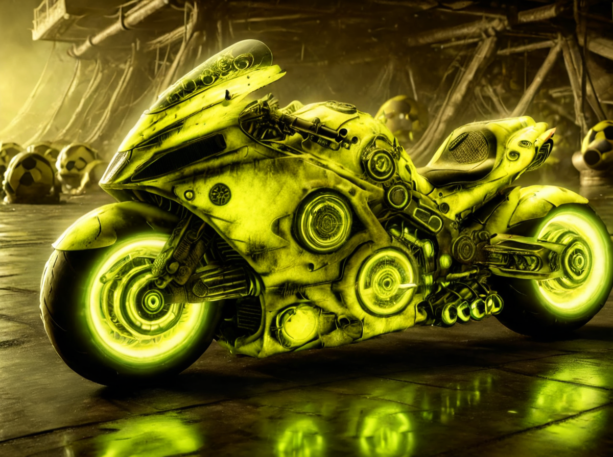 <lora:nuclearhazard_Xl:0.8>,nuclearhazard,
motorbike