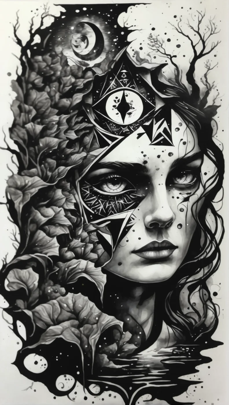 illusionix, watercolor and black ink<lora:illusionix:1>