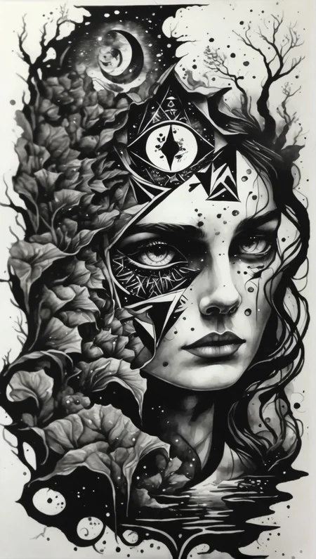 illusionix, watercolor and black ink<lora:illusionix:1>