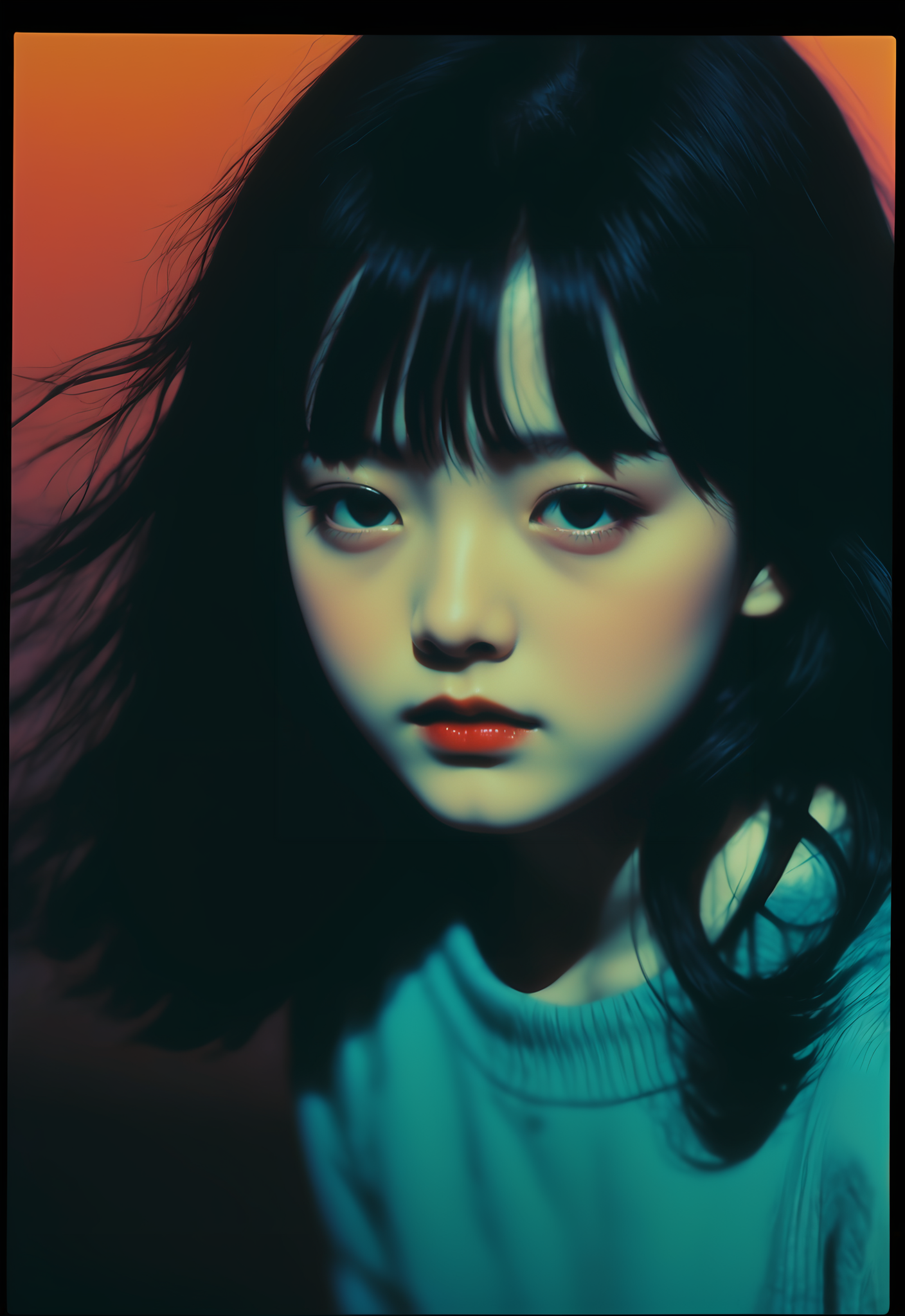 Analog style, vhs style, 8mm film, chromatic aberration, Dvd screengrab, from 80s horror movie, directed by Junji Ito I close my eyes Oh God I think I'm fallin' Out of the sky I close my eyes Heaven help me, high detail, realsitic shadow