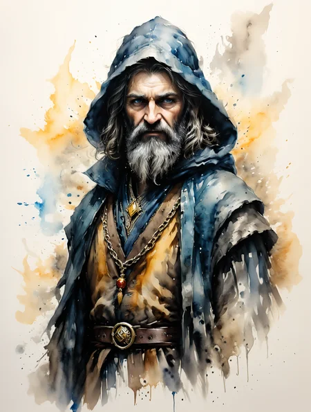 Thorin had a white beard and wore a sky-blue hood with a long silver tassel. Around his neck he wore a golden chain, upon which he attached his grandfather's key. He wore a belt of gold and jewels, and his stockings were yellow. He was also said to be quite tall for a dwarf, though his height was otherwise negligible compared to other races.