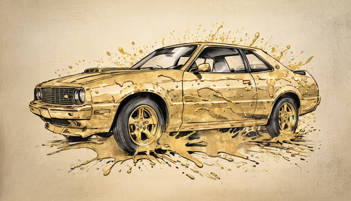 a drawing of a car with gold splash <lora:Concept Art v1:1>