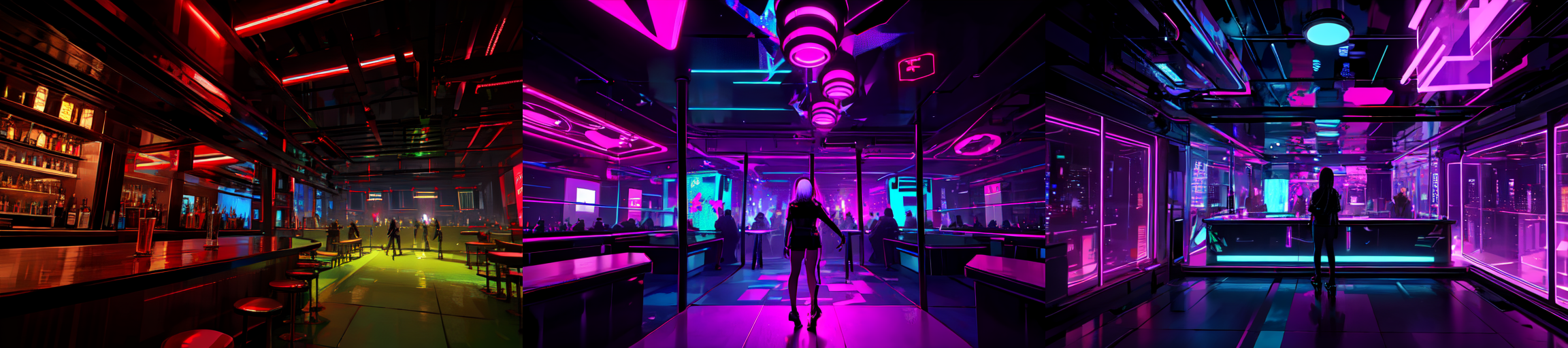 highly insanely detailed, masterpiece, top quality, best quality, highres, 4k, 8k, RAW photo, (very aesthetic, beautiful and aesthetic), 
__lazy-wildcards/subject/env-bg-interior/cyberpunk_club/prompts__, 
<lora:Cyberpunk_Club:0.5>, 
(1girl:1.3), 1other, 
__lazy-wildcards/dataset/background__,âââ