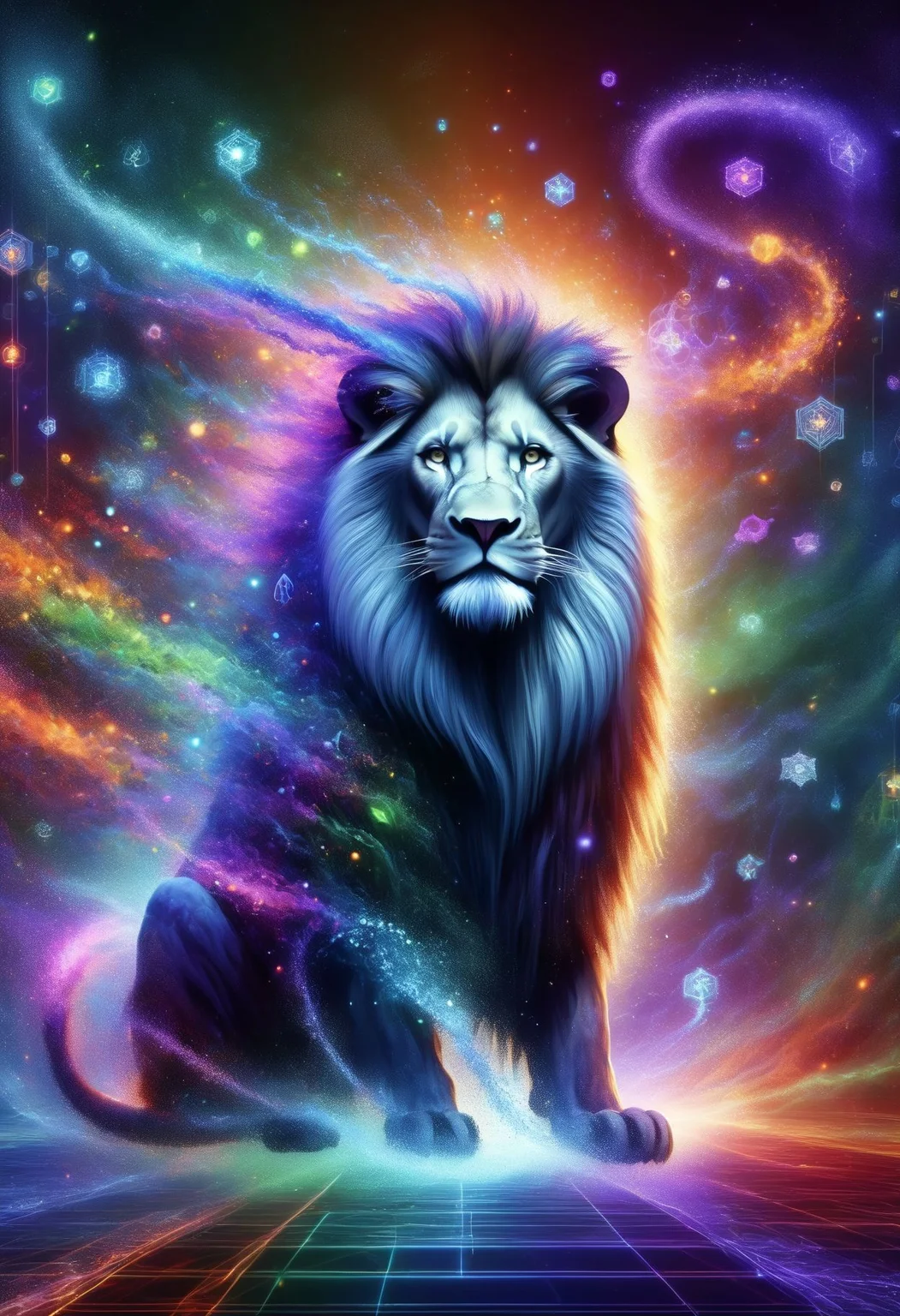 DonMD1g174l4sc3nc10nXL,pixelization, ignis fatuus, large mythical creature, composite features, lion body, mane, forelimbs, goat head, hind legs, serpent tail, distinctive, intimidating, ferocious expression, multiple heads, scaled covered body, symbol of chaos, mythical hybridization , <lora:DonMD1g174l4sc3nc10nXL-000006:1.2>