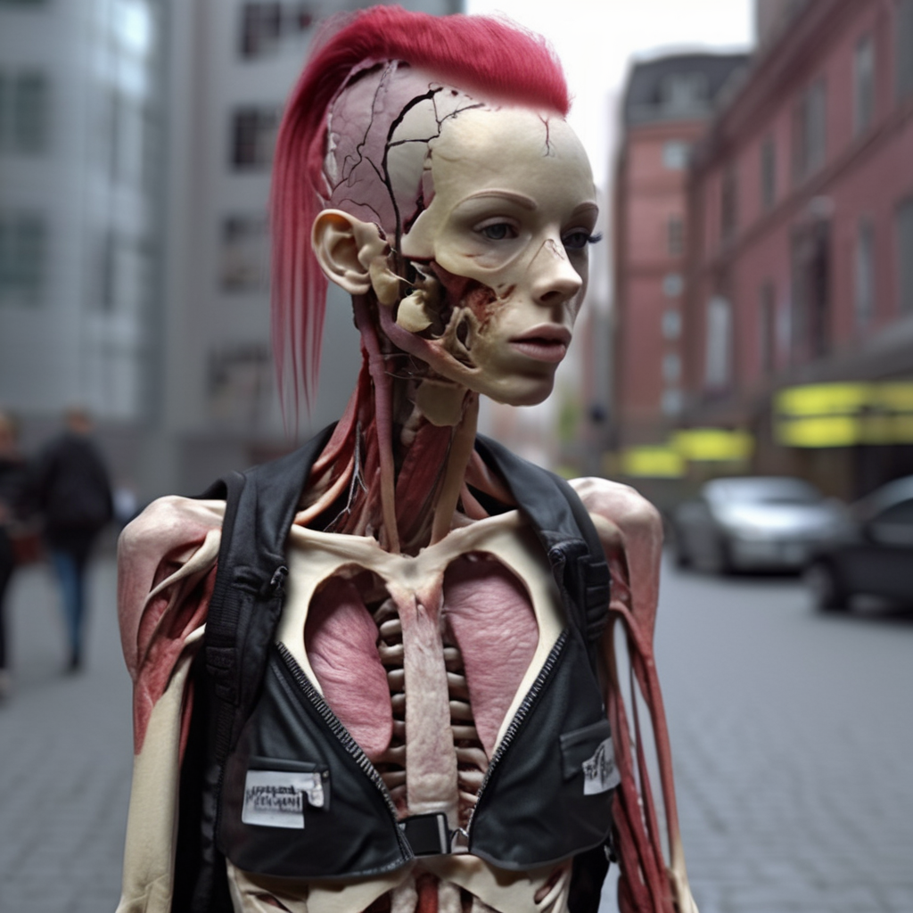anatomophora punk girl in city, very detailed, cinematic<lora:anatomophora:0.7>