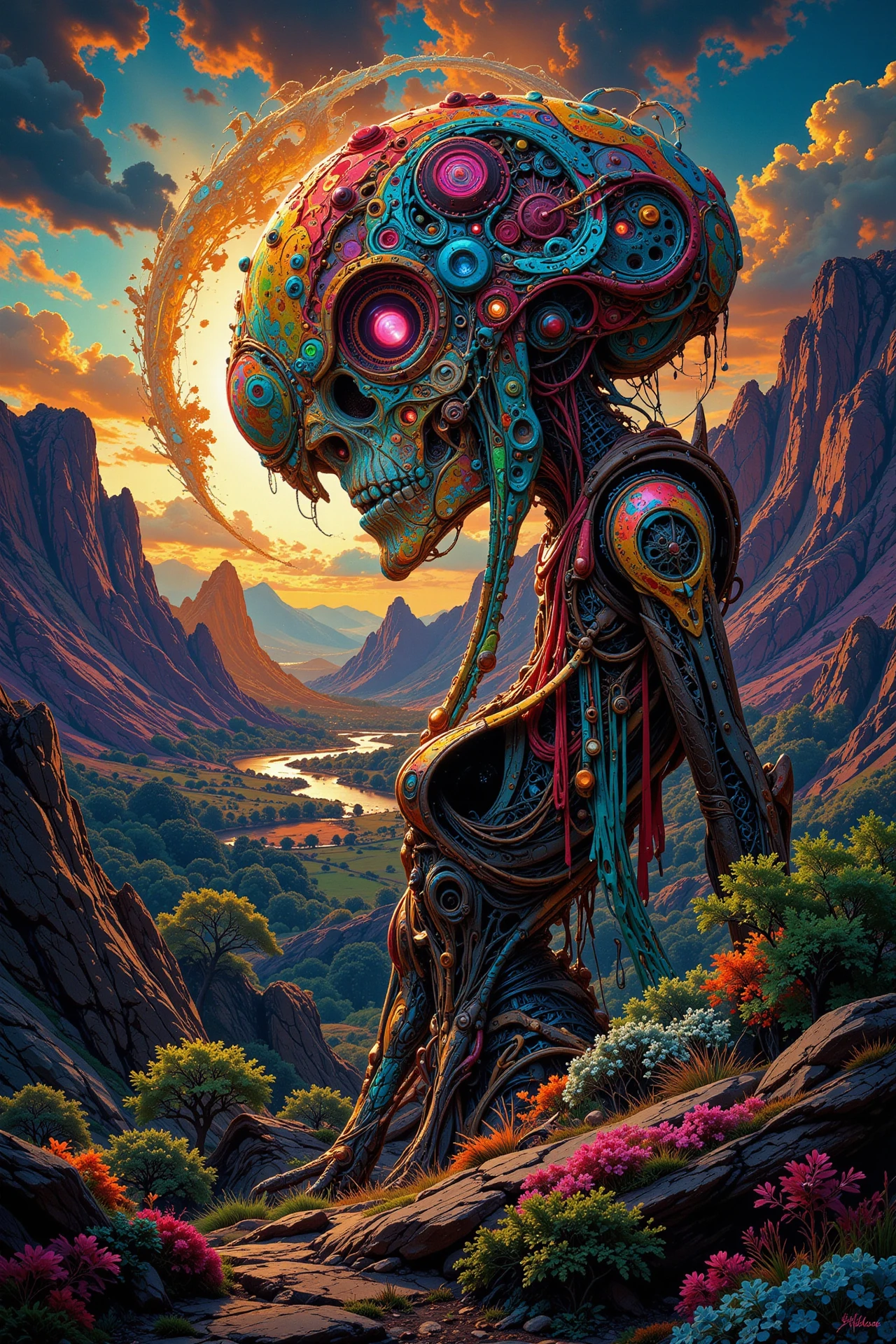 cybernetic world beautiful  landscape, morning, woman, very intricate, very detailed, sharp, bright, colorful, <lora:Hand v2:0.5> <lora:Anti-Blur:1><lora:Insane Detail Slider:0.25>  <lora:flux.1_lora_flyway_Epic-detail_v2:0.3> <lora:fluxenhancer:0.25>  <lora:Anime art - Variant 2:1>