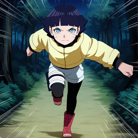 sharp focus, pixiv masterpiece, score_9, score_8_up, source_anime, score_7_up, best quality, highres, absurdres, BREAK
<lora:Himawari_Uzumaki_IL_v36:1>, uzumaki_himawari_shinobi_il, 1girl, solo, blue_eyes, dark-blue_hair, short_hair, yellow_jacket, grey_shorts, right_leg_bandage, blue_right_thigh_holster, black_leggings, ahoge, long_open-toe_boots, running, motion_lines, closed_mouth