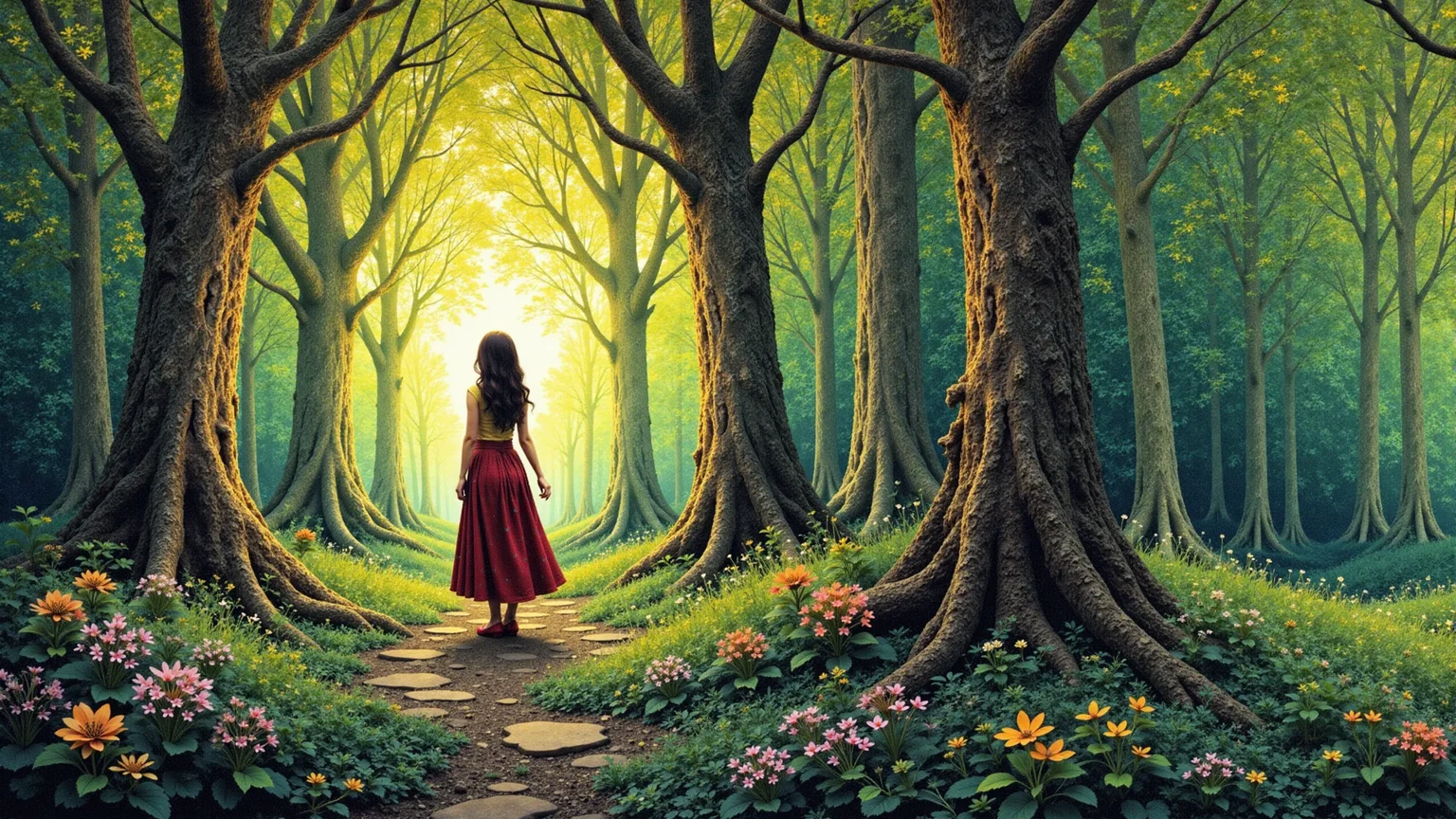 a strange hidden forest beautiful landscape, early morning, woman, very intricate, very detailed, sharp, bright, colorful, <lora:Hand v2:0.5> <lora:Anti-Blur:1><lora:Insane Detail Slider:0.25> <lora:flux.1_lora_flyway_Epic-detail_v2:0.3> <lora:fluxenhancer:0.25> <lora:ROWER:0.6> <lora:flux-charmer-v1-1:0.4> <lora:Ceramic:0.8> CTAI, Ceramic
