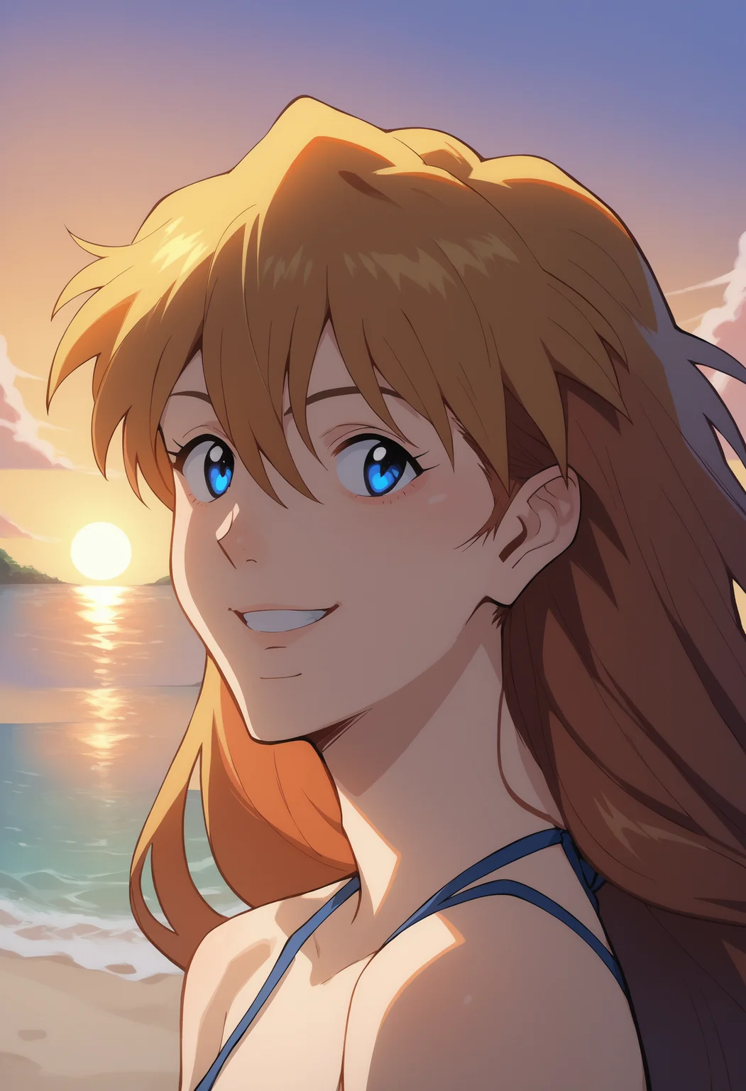 score_9, score_8_up, score_7_up, score_6_up, BREAK,sunset, beach, sand,<lora:asukatopXL_Pony_v1:1> portrait of asklng1, 1girl,long hair,blue eyes,smile<lora:Smooth Anime Style LoRA XL:1>