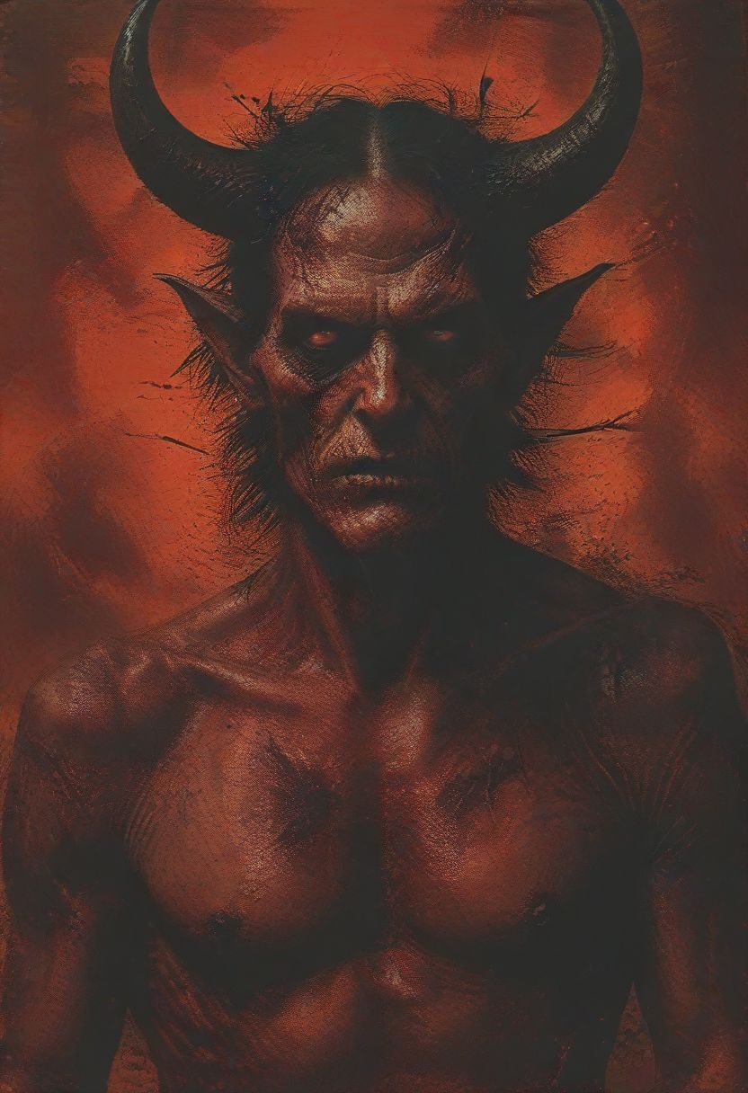 scary Satan, morbid, red undertone to skin