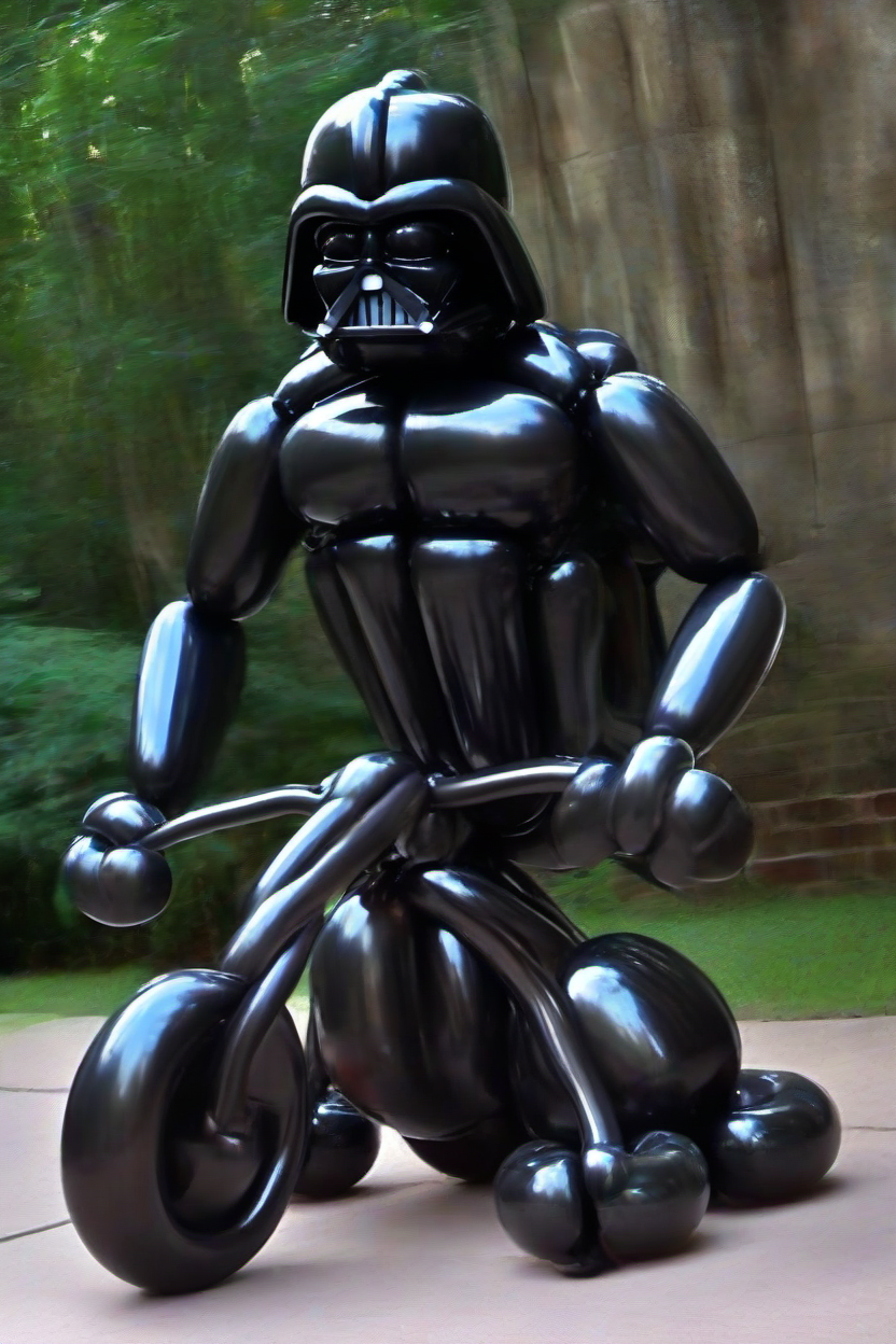 <lora:PE_BalloonStyle:1> PEBalloonStyle,
 <lora:PE_DarthVader:0.2> PEDarthVader,
extremely muscular,riding a tricycle