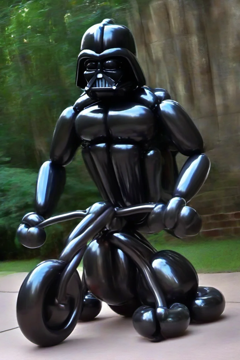 <lora:PE_BalloonStyle:1> PEBalloonStyle,
<lora:PE_DarthVader:0.2> PEDarthVader,
extremely muscular,riding a tricycle