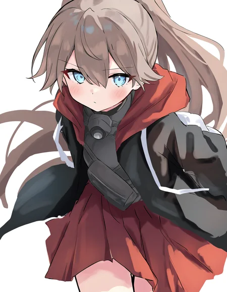 1girl,simple background,white background,looking at viewer,katasi,cowboy shot,jacket,skirt,<lora:katasi-000012:1>,, masterpiece, best quality, very aesthetic, absurdres,newest, incredibly absurdres,, toshizou \(0714\)