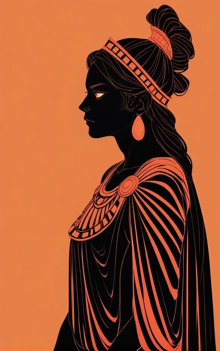 fullbody,
profile view,
 <lora:GreekPot-000008:1> greek pottery,
orange background, monochrome, vibrant color, orange eyes,
1girl, black skin,, score_9, score_8_up, score_7_up, score_6_up, score_5_up, score_4_up, BREAK