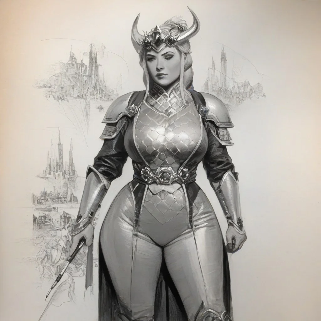 score_9, score_8_up, score_7_up, , 1girl, verybadimagenegative_v1.3, Expressiveh, Hand, detailed, perfect, perfection, hands, miaoying, tiara, armor,, pencil sketch in chrc_style, drawing, texture, thick lines, white paper, confident woman, monotone colors, pencil sketch, black and white coloring, standing, asian city background, jl33, science fiction,voluptuous,thick thighs, huge breasts, wide hips