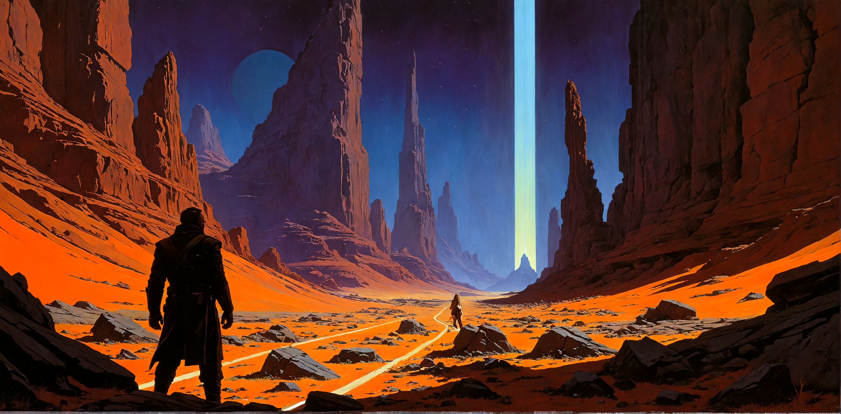 <lora:zavy-cntrst-sdxl:1.3> Panoramic shot, Envision a piece of art that combines the dark, gritty atmospheres of Syd Mead, Frank Frazetta with the vibrant, dynamic styles of Ash Thorp, Norman Rockwell to create a sense of epic scope and drama, inspired by the imaginative styles of Kinuko Y. Craft, Julie Bell and brought to life by the visionary styles of Thomas Hart Benton, Greg Rutkowski. <lora:add-detail-xl:1.5><lora:Consistency Corrector XL:0.4>