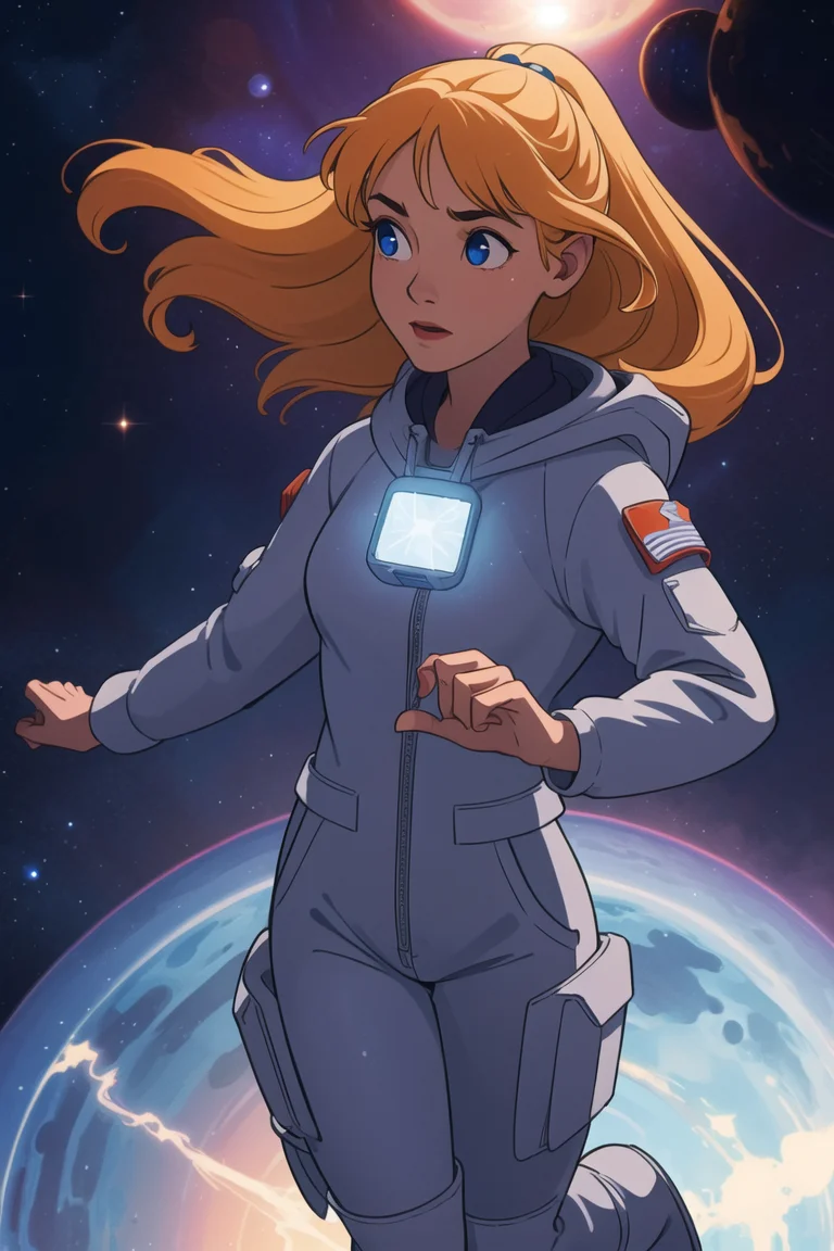 girl,space,spacesuit,aliens,stars,planets,lensflare,mask,jumping,floating,particles ,(detailed:1.4) <lora:whale:0.3>