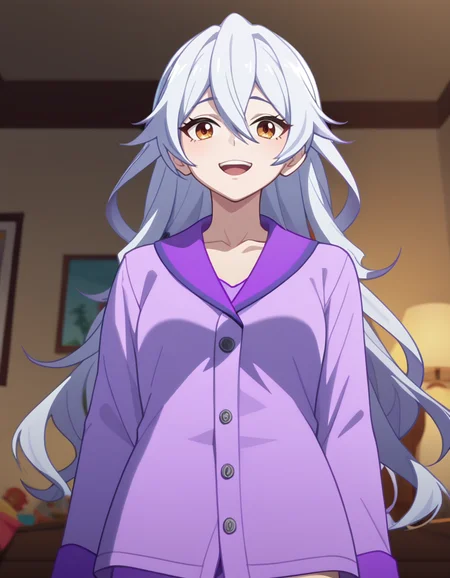 score_9,score_8_up,score_7_up,looking at viewer,happy,bedroom,pajamas,
<lora:luxini_pony:0.65>,luxini,1girl,solo,long hair,bangs,hair between eyes,cinematic_angle,
<lora:Anime_Screencap:1>,anime screencap,