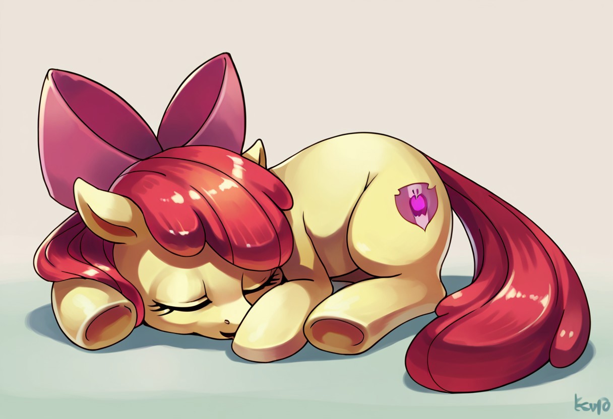 score_9, score_8, score_7, source_pony, apple bloom, apple bloom's bow, sleeping