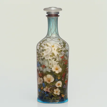 core_9, score_8_up, score_7_up, score_6_up, Bottle, Clear white background, flowers, intricate design,((Art Noveau)), ArsMJStyle, <lora:ArsMJStylePony_-_Art_Nouveau-000009:1>