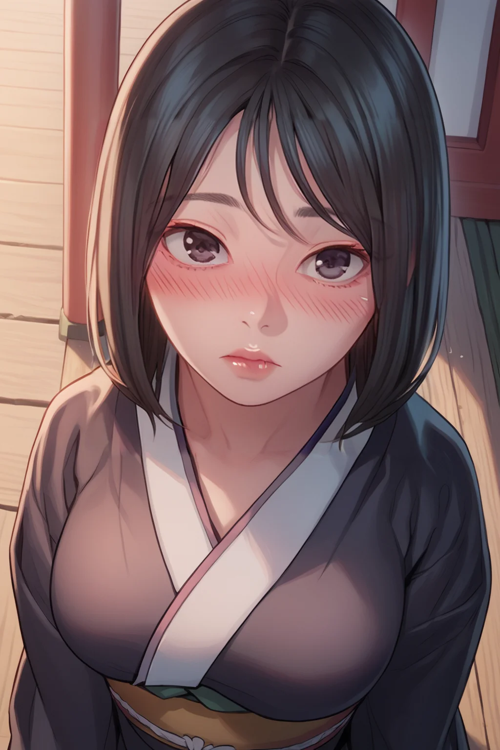 score_9, score_8_up, score_7_up, rating_safe
hyeongjun_style, 1girl, solo, looking at viewer
kimono, breasts, black hair
outdoors, japanese shrine, blush, pov, high angle shot
<lora:Park_Hyeongjun_Style_Love_Limit_Exceeded:0.9>